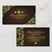 リネンジュエリー名刺チョコレートブラウンライム 名刺 (正面/裏面)