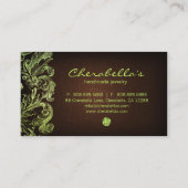 リネンジュエリー名刺チョコレートブラウンライム 名刺 (裏面)