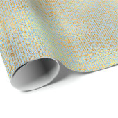 リネンテクスチャ金ゴールド水色ミニマル ラッピングペーパー (ロールコーナー)