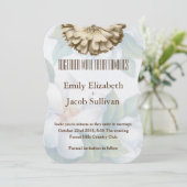 リネンデイジーライムグリーン自然結婚式招待状 セーブザデート (スタンド正面)