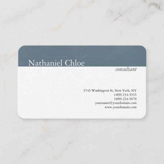 リネントレンディーブルーグレイストライプクリエイティブモダン 名刺 (正面)