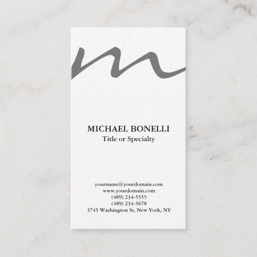 リネントレンディーモダンモノグラムプロフェッショナル 名刺 (正面)