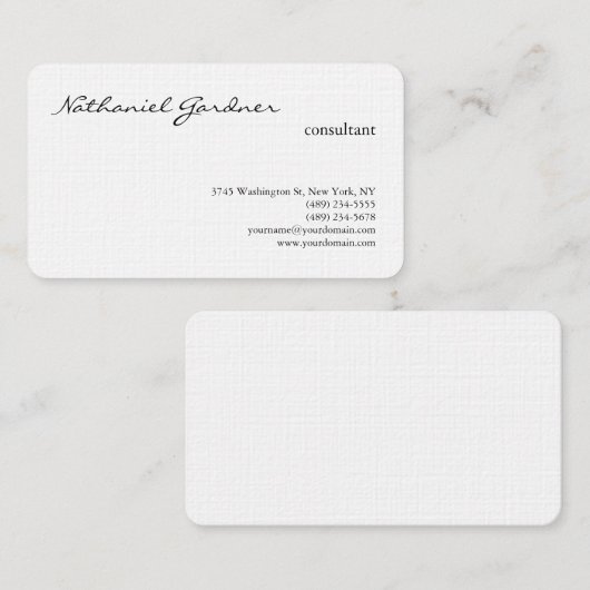 リネントレンディー手書き入力プレーンクリエイティブ モダン 名刺 (正面/裏面)