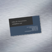 リネンネイビーブルーブラックプレーンエレガントプロフェッショナル マグネット名刺 (インサイチュ)