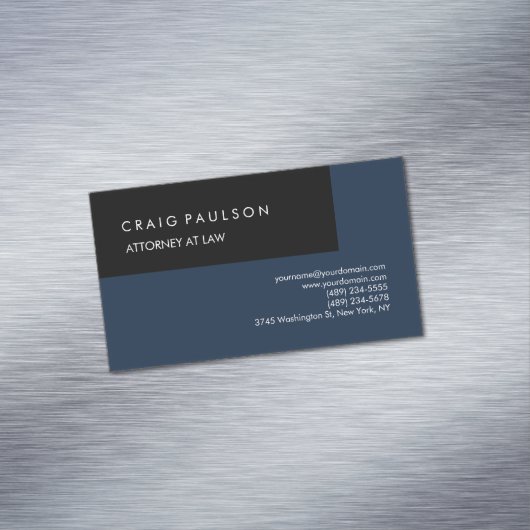 リネンネイビーブルーブラックプレーンエレガントプロフェッショナル マグネット名刺 (インサイチュ)