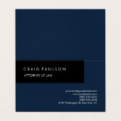 リネンネイビーブルーブラックプレーンエレガントプロフェッショナル 名刺 (外部フラット)