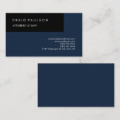 リネンネイビーブルーブラックプレーンエレガントプロフェッショナル 名刺 (正面/裏面)