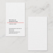 リネンバーチカルレッド白トレンディーミニマリストプレーン 名刺 (正面/裏面)