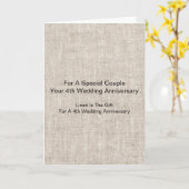 リネンパーソナライズされたパタ結婚ン4周年 カード (黄色い花)