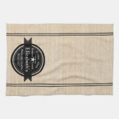 リネンパーソナライズされたルコーヒーショップのロゴ キッチンタオル (横)