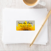 リネンヒマワリの素朴な保存日付ラベル ラベル (インサイチュ)