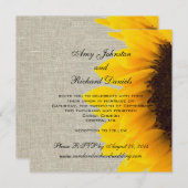 リネンヒマワリの素朴な結婚式招待状 招待状 (正面/裏面)