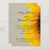 リネンヒマワリの素朴な結婚式招待状 招待状 (正面/裏面)