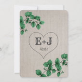 リネンピ素朴ンクフローラグリーンボタニカル結婚ズ 招待状 (裏面)