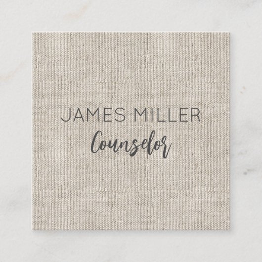リネンファブリック自然名オフィスのタイムレス スクエア名刺 (正面)