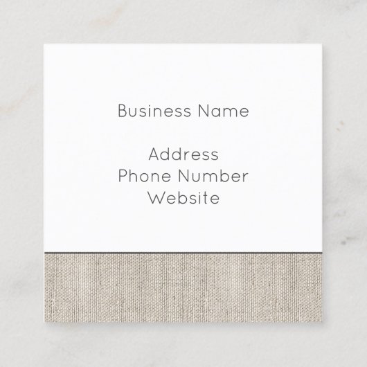 リネンファブリック自然名オフィスのタイムレス スクエア名刺 (裏面)