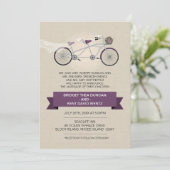 リネンフェイクプラムタンデム自転車結婚ズ 招待状 (スタンド正面)
