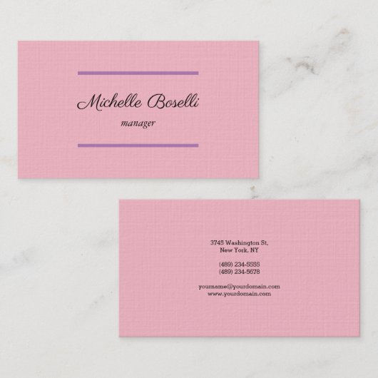 リネンフェミニントレンディーモダンプロフェッショナルプレーン 名刺 (正面/裏面)