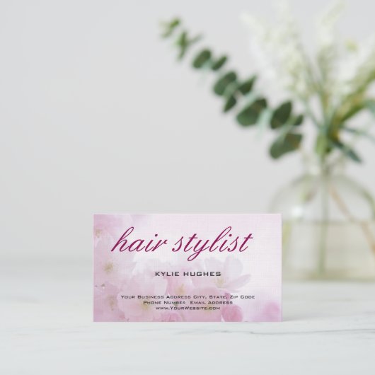 リネンフェミニンフローラ美容師プロフェッショナル 名刺 (スタンド正面)