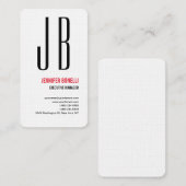 リネンブラックレッドホワイトモノグラムミニマルモダンリスト 名刺 (正面/裏面)