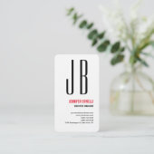 リネンブラックレッドホワイトモノグラムミニマルモダンリスト 名刺 (スタンド正面)