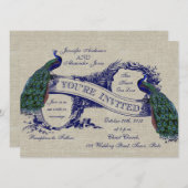 リネンブ結婚ルーピーコックス招待状 招待状 (正面/裏面)