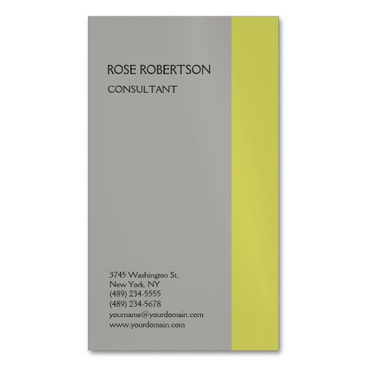 リネンプレイングレーミニマモダンリストプロフェッショナル マグネット名刺 (正面縦)