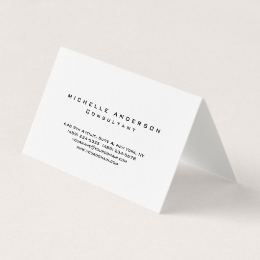 リネンプレインホワイトシンプルプロフェッショナルミニマリスト 名刺 (正面)