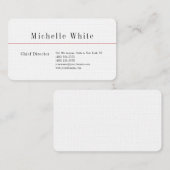 リネンプレーンエレガントホワイトプロフェッショナルモダン 名刺 (正面/裏面)