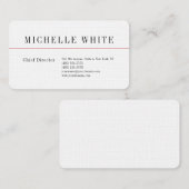 リネンプレーンエレガントホワイトプロフェッショナルモダン 名刺 (正面/裏面)