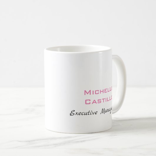 リネンプレーンフェミニンミニマリストピンクホワイト コーヒーマグカップ (正面右)