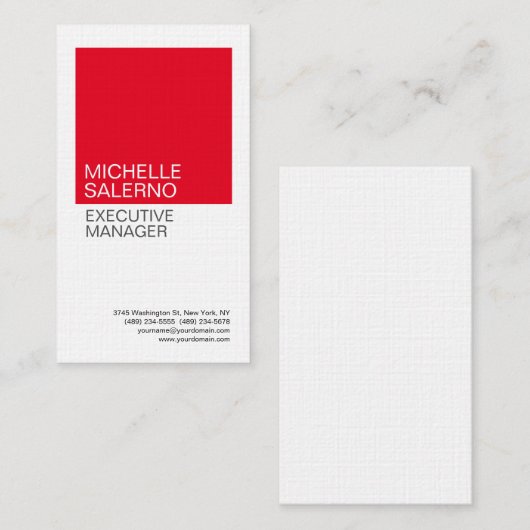 リネンプレーンプロフェッショナルミニマルカスタムリストモダン 名刺 (正面/裏面)