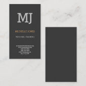 リネンプレーンモダンモノグラムグレーパーソナルトレーナー 名刺 (正面/裏面)