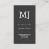 リネンプレーンモダンモノグラムグレーパーソナルトレーナー 名刺 (正面)