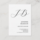 リネンプレーン手書きモノグラムミニマリスト 名刺 (正面)