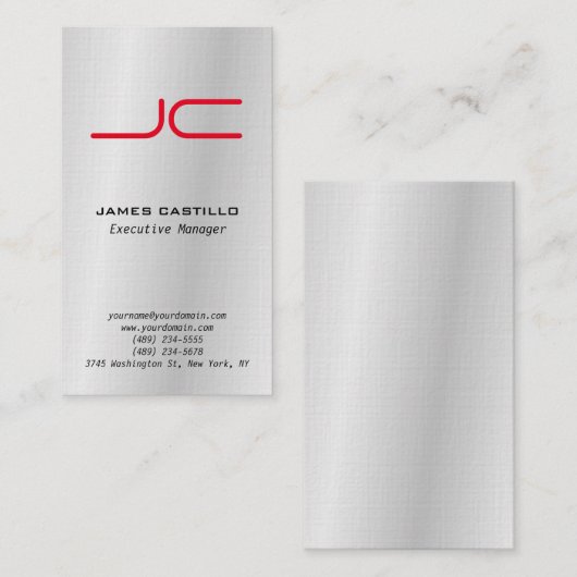 リネンプロフェッショナルグモダンレーレッドモノグラム 名刺 (正面/裏面)