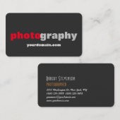 リネンプロフェッショナルグレーレッドフォトグラファー 名刺 (正面/裏面)