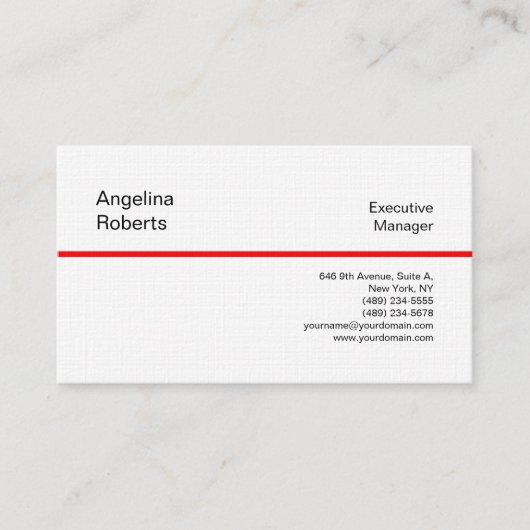 リネンプロフェッショナルプレインミニマリスト赤白 名刺 (正面)