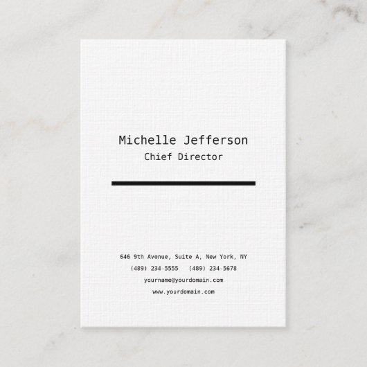 リネンプロフェッショナルプレーンスタイリッシュミニマモダンリスト 名刺 (正面)