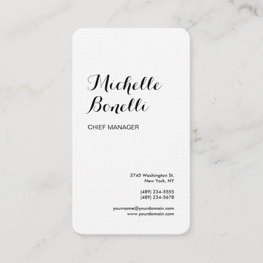 リネンプロフェッショナルミニマル白黒 モダン 名刺 (正面)