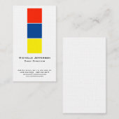 リネンプロフェッショナルモダンブルーイエローレッドホワイト 名刺 (正面/裏面)