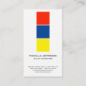 リネンプロフェッショナルモダンブルーイエローレッドホワイト 名刺 (正面)