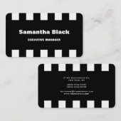 リネンプロフェッショナルモダン白黒ストライプ 名刺 (正面/裏面)