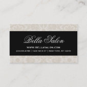 リネンベージュアンドブラックエレガントヴィンテージダマスク 名刺 (正面)