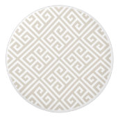 リネンベージュギリシャ鍵 セラミックノブ (正面)