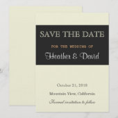 リネンベージュグレイ日付を保存結婚式招待状 セーブザデート (正面/裏面)