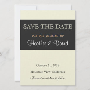 リネンベージュグレイ日付を保存結婚式招待状 セーブザデート