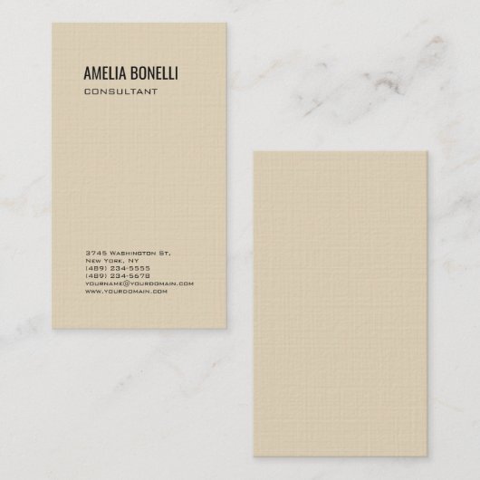 リネンベージュミニマモダンリストプロフェッショナル 名刺 (正面/裏面)