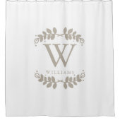 リネンベージュモノグラム シャワーカーテン (正面)