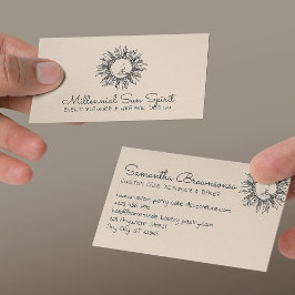 リネンベージュ抽象芸術スピリチュアルシアルサン 名刺